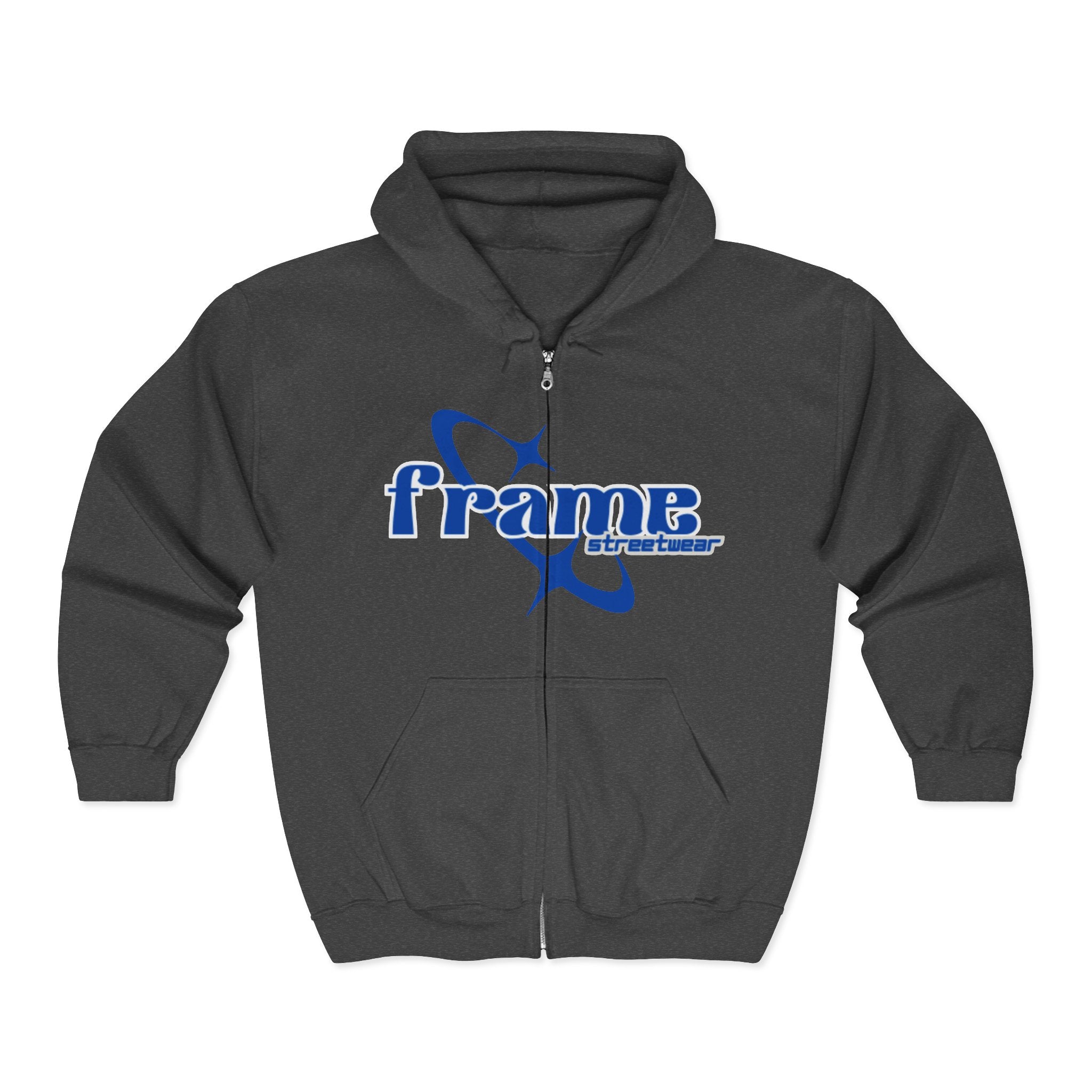 Zip Hoodie — 'Framr' Retro Space Logo Full-Zip Hoodie