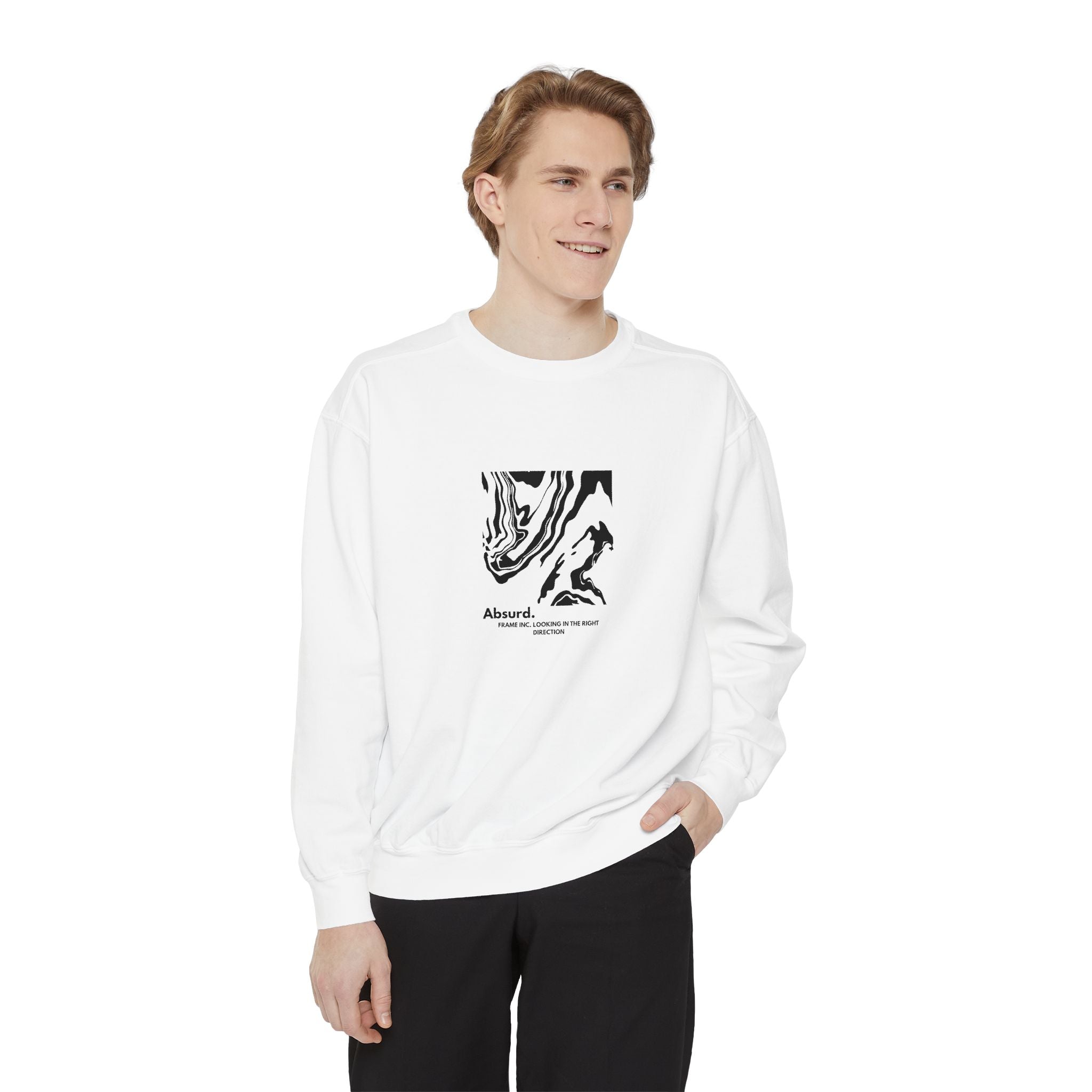 Abstract Marble Art Sweatshirt — "Absurd" Minimal Graphic Crewneck