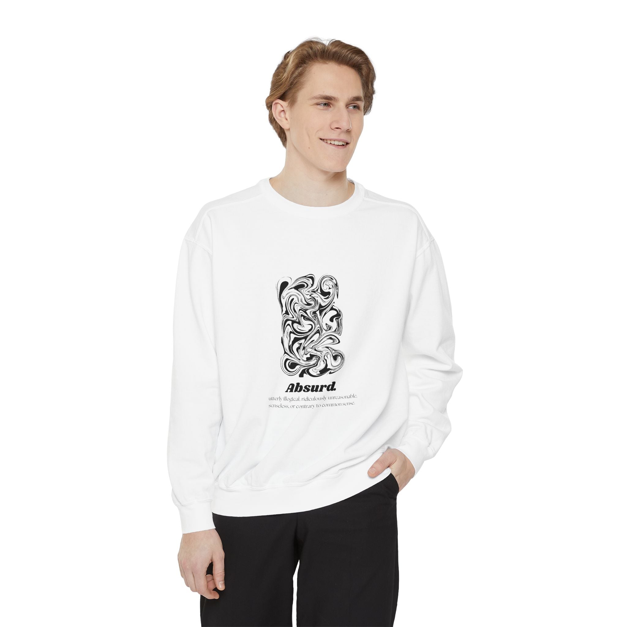Absurd Snake Art Sweatshirt — Graphic Crewneck with 'absurd' Typography