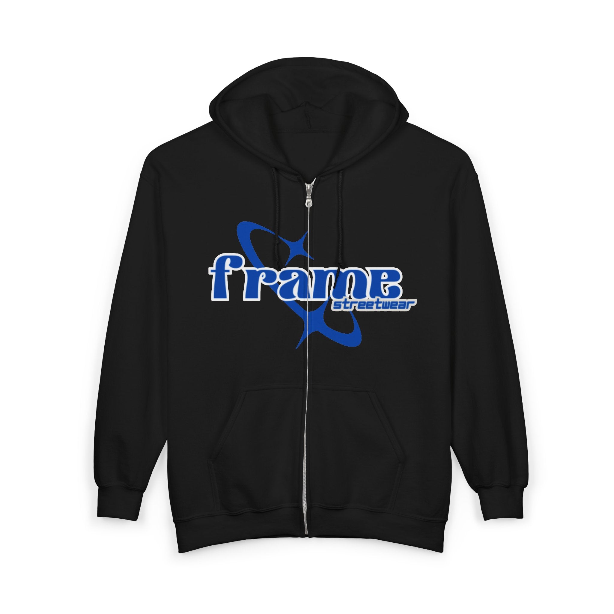 Zip Hoodie — 'Framr' Retro Space Logo Full-Zip Hoodie