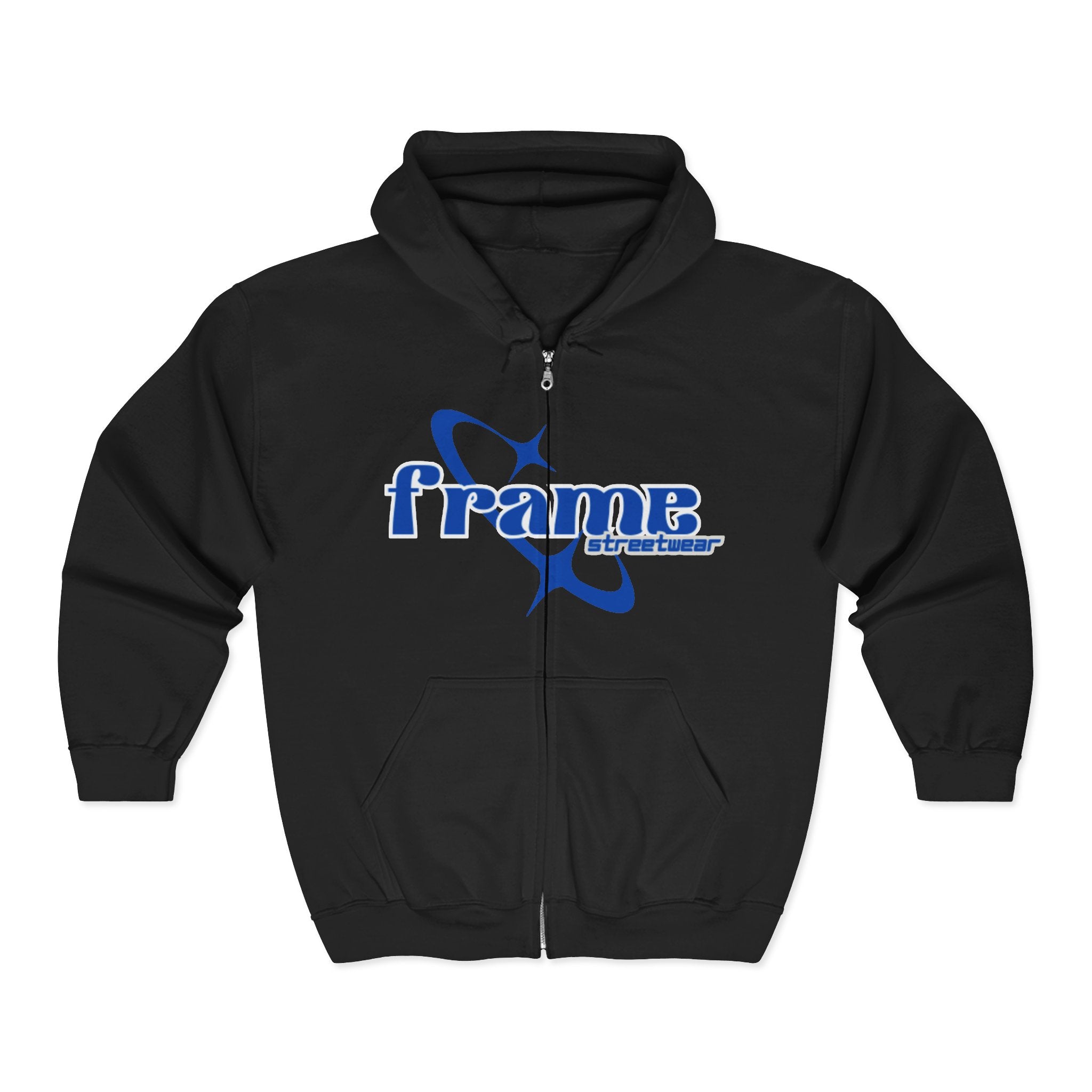 Zip Hoodie — 'Framr' Retro Space Logo Full-Zip Hoodie