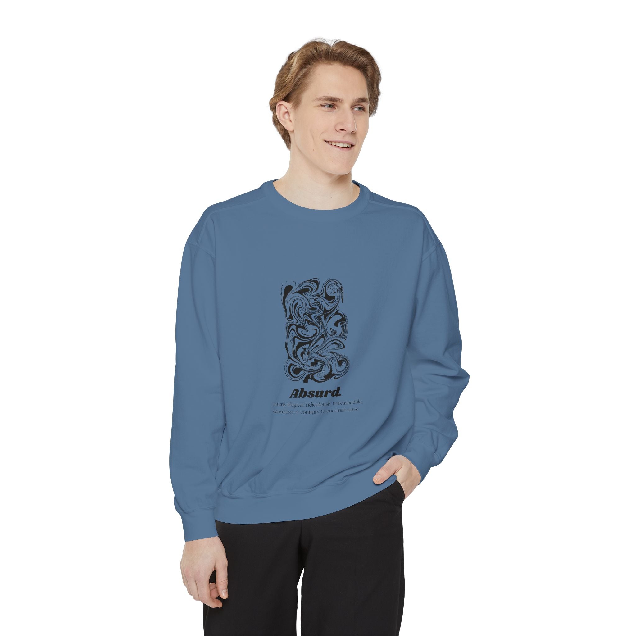 Absurd Snake Art Sweatshirt — Graphic Crewneck with 'absurd' Typography