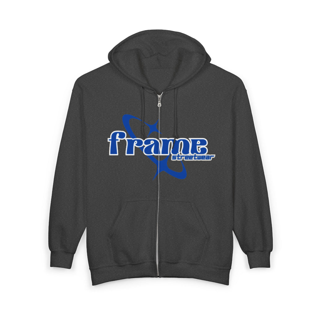 Zip Hoodie — 'Framr' Retro Space Logo Full-Zip Hoodie